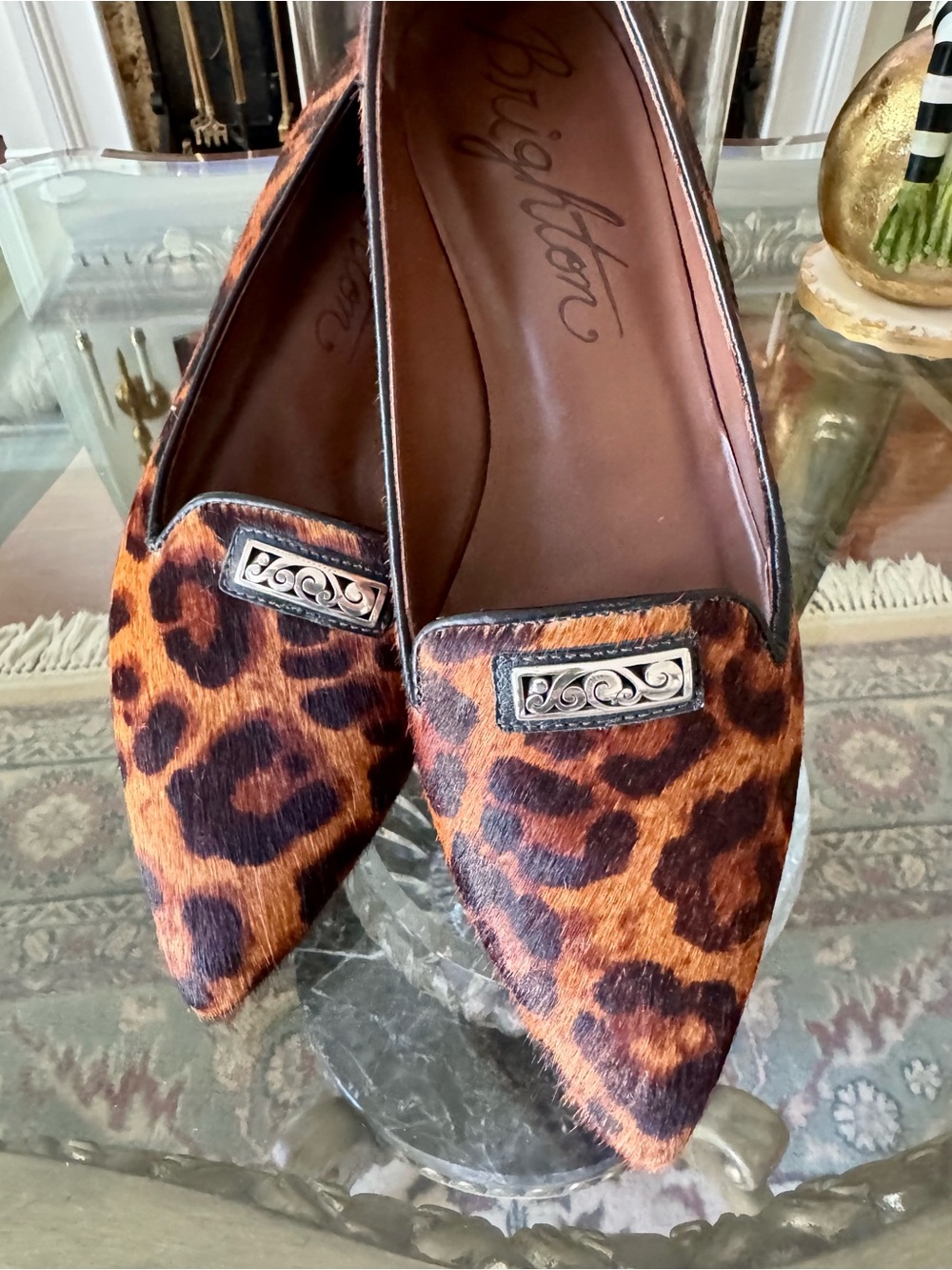 Rogue Leopard Print Pointed Toe Flats - Brown & Black